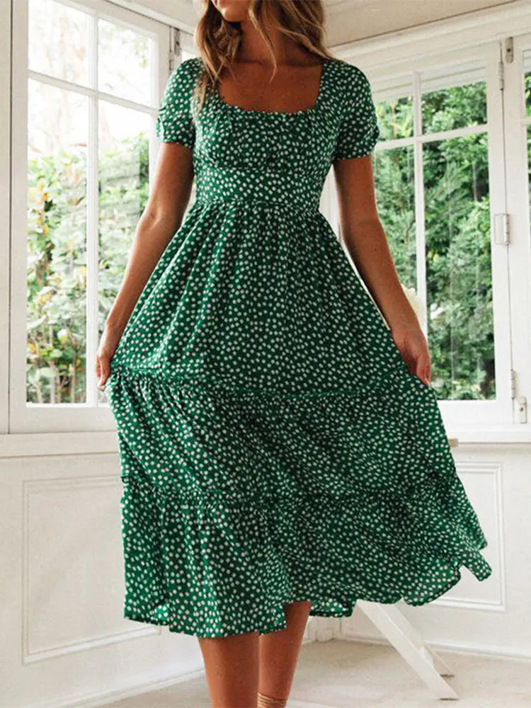 Charm – Elegant Short-Sleeved Dress for Effortless Style
